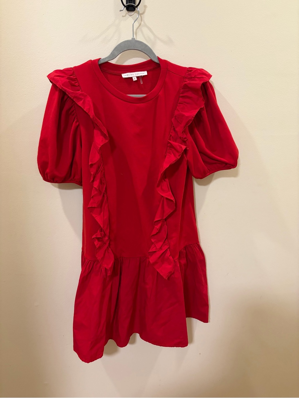 English Factory Red Ruffle Women's Dress